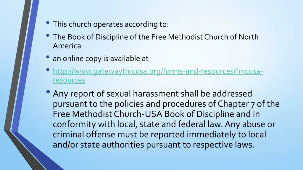 this church operates according to the book