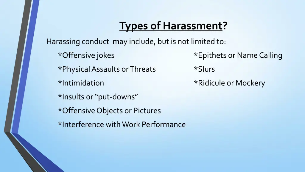 types of harassment
