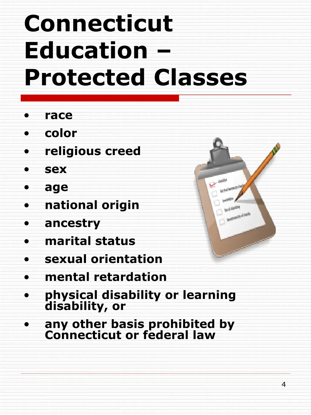 connecticut education protected classes