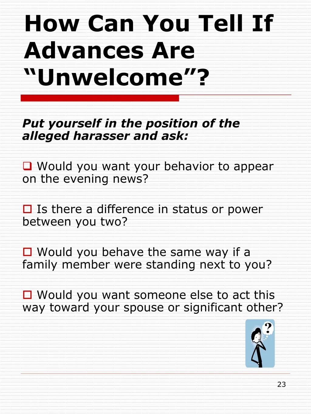 how can you tell if advances are unwelcome