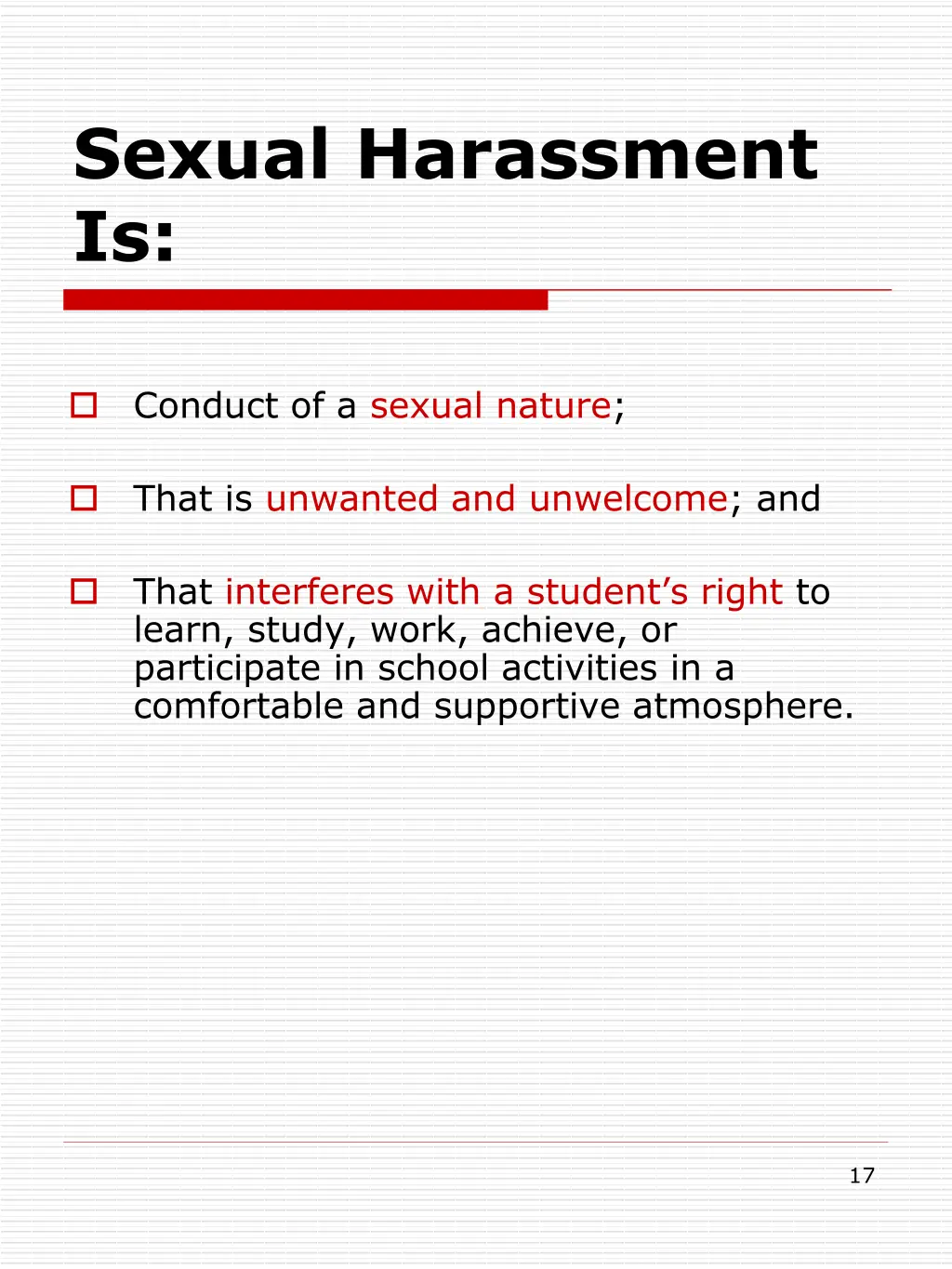sexual harassment is