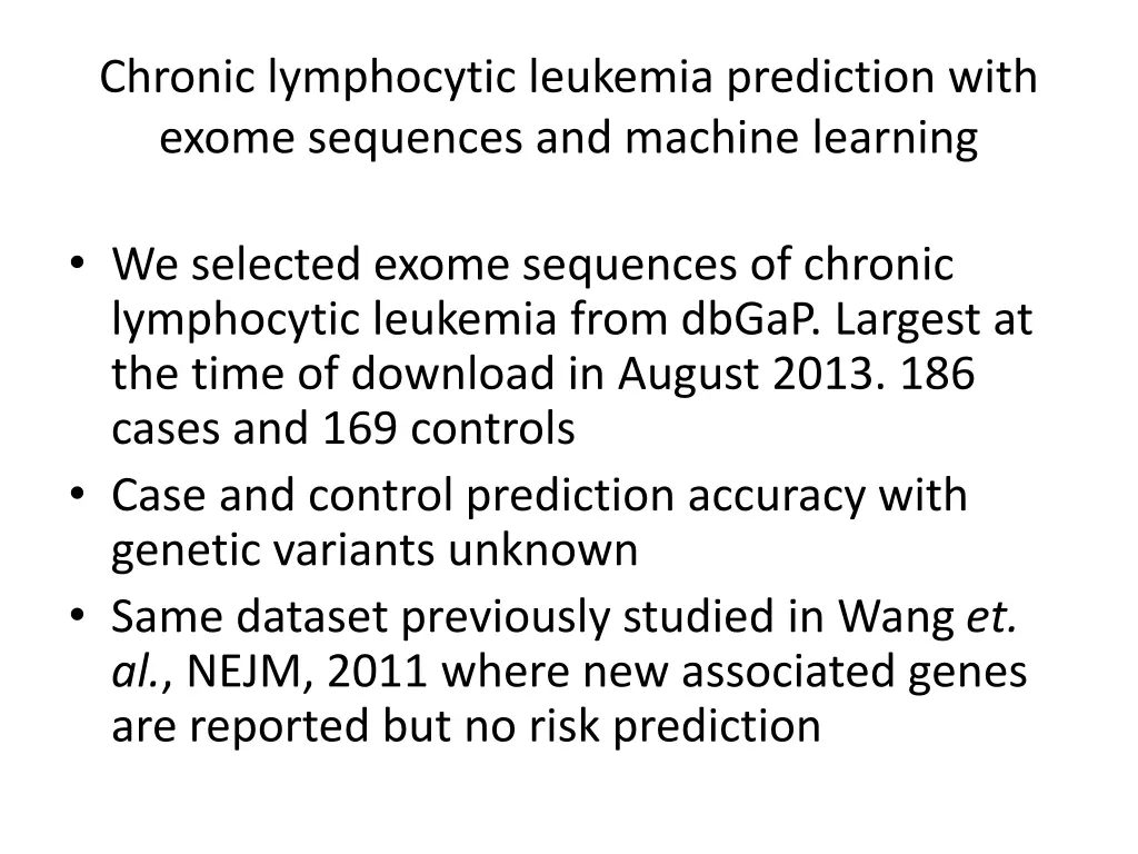 chronic lymphocytic leukemia prediction with
