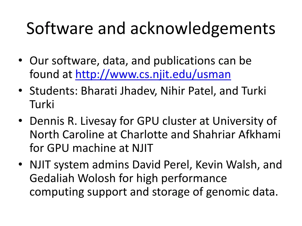 software and acknowledgements