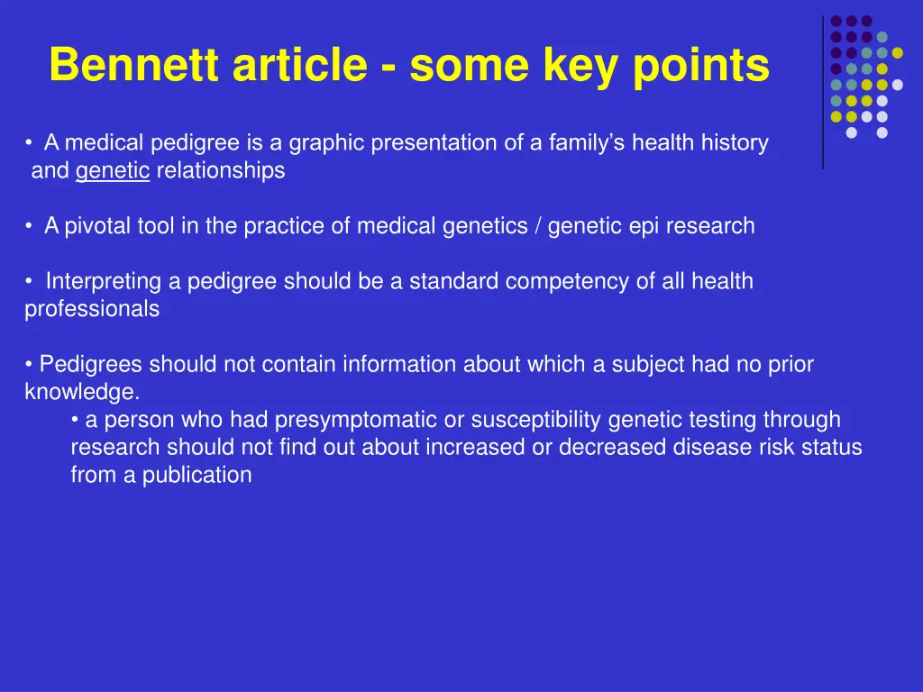 bennett article some key points