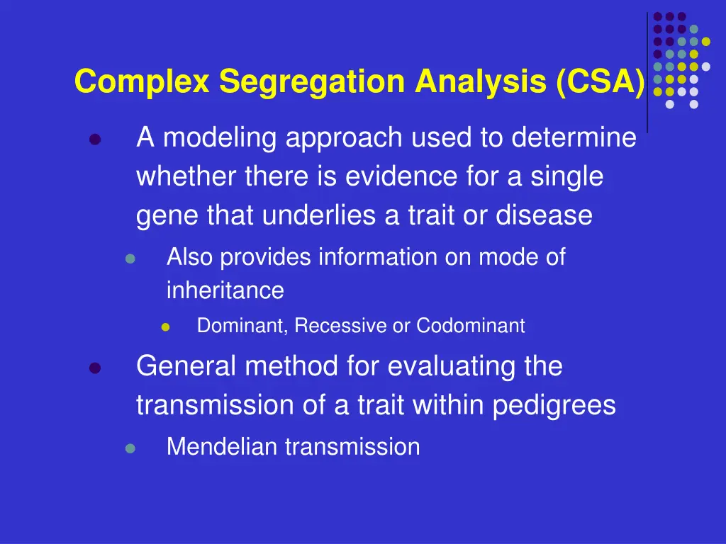 complex segregation analysis csa