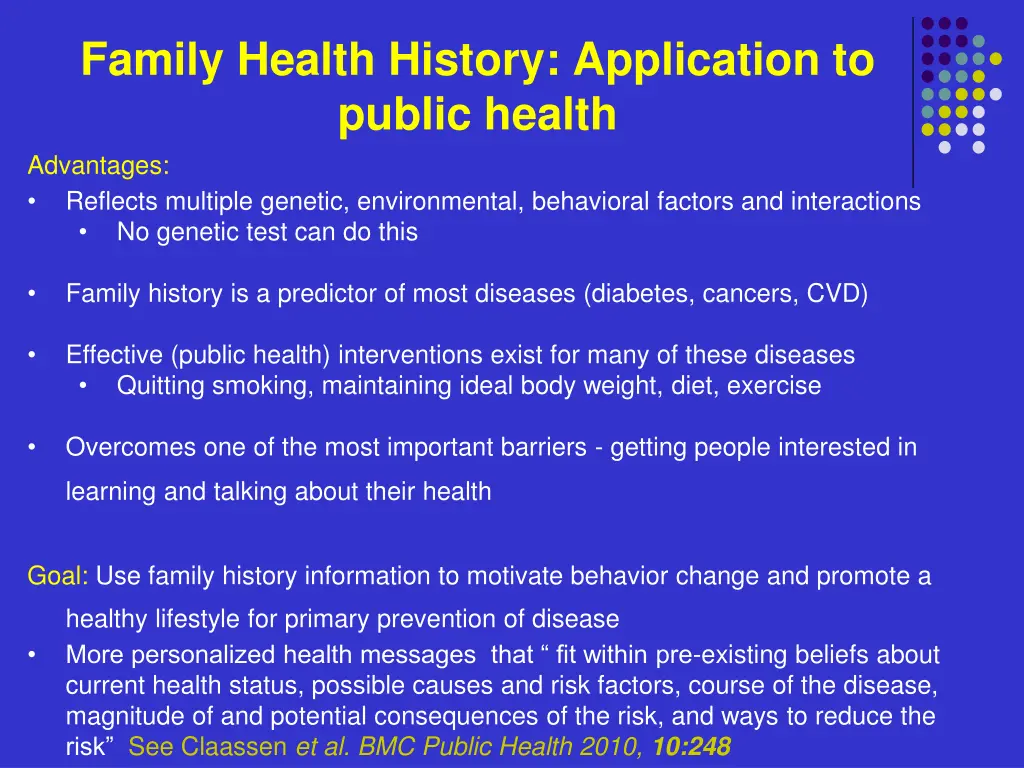 family health history application to public