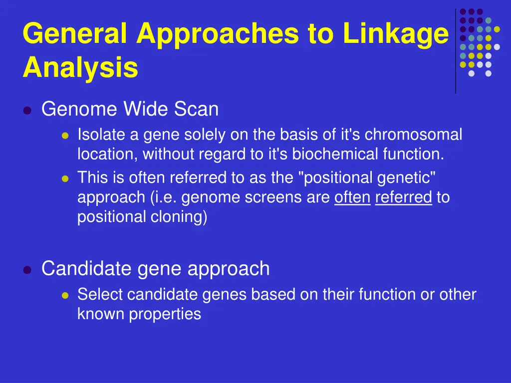general approaches to linkage analysis