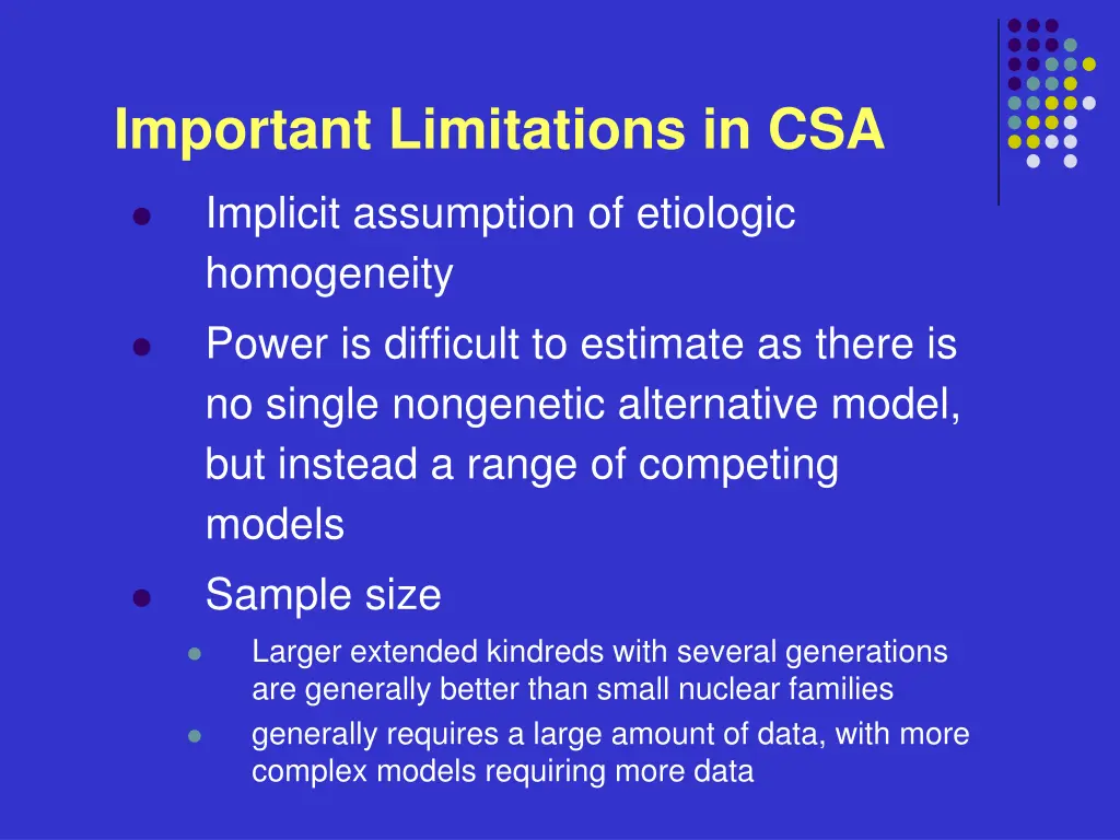 important limitations in csa