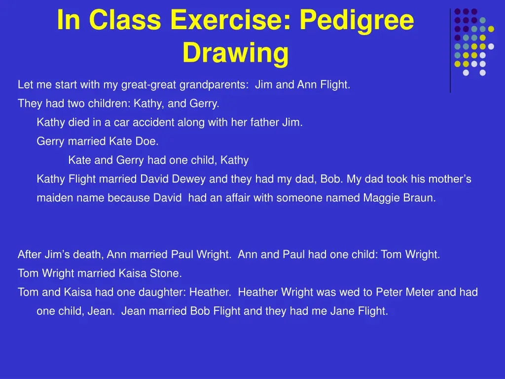 in class exercise pedigree drawing