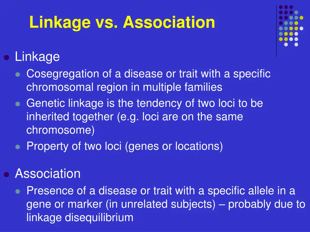linkage vs association