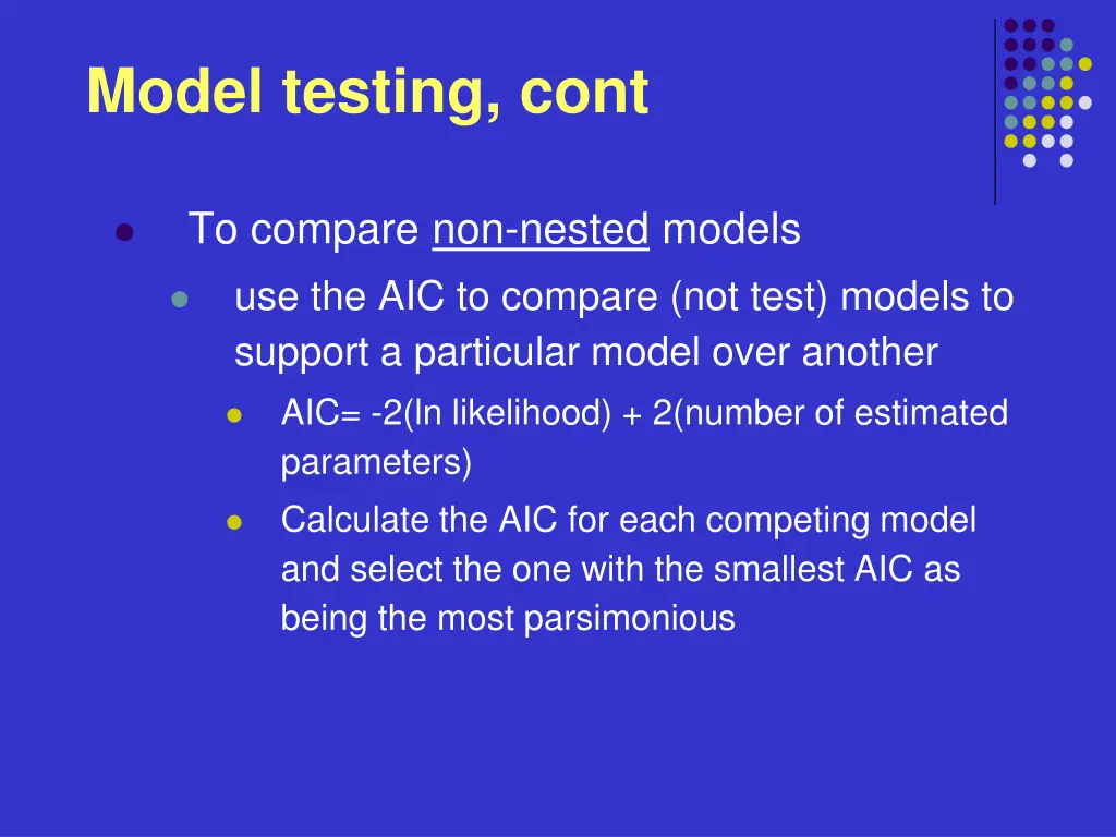 model testing cont