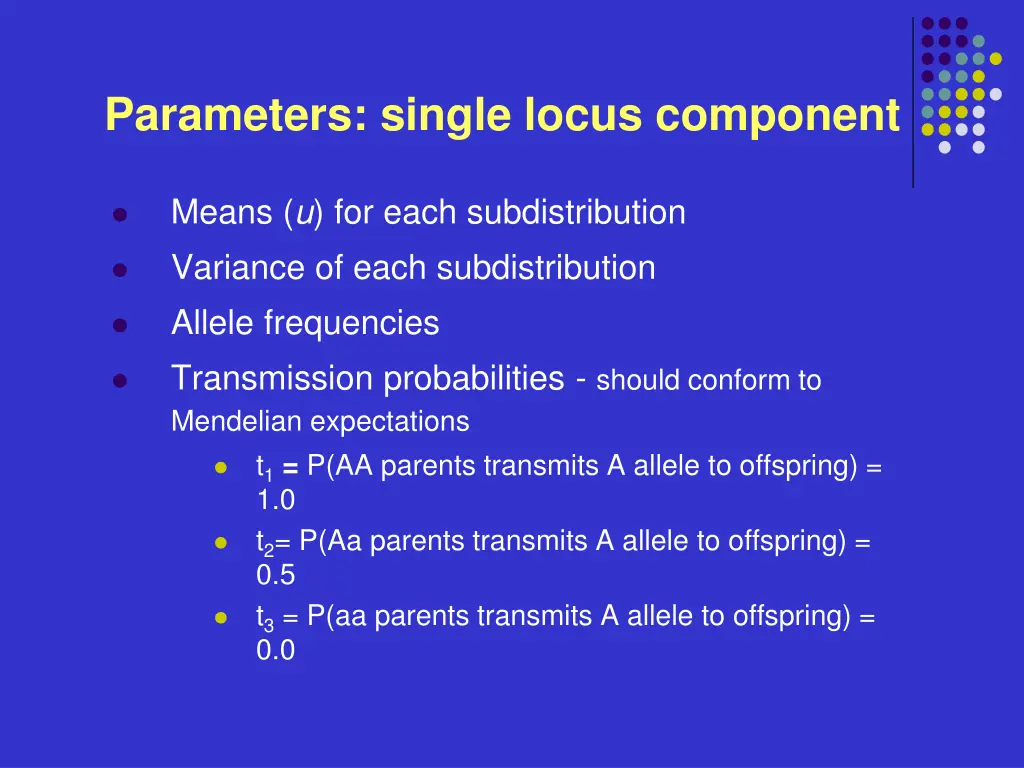 parameters single locus component