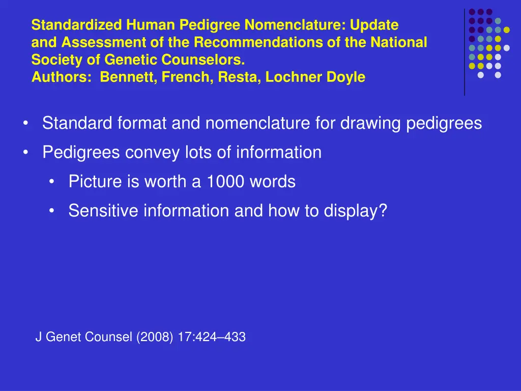 standardized human pedigree nomenclature update