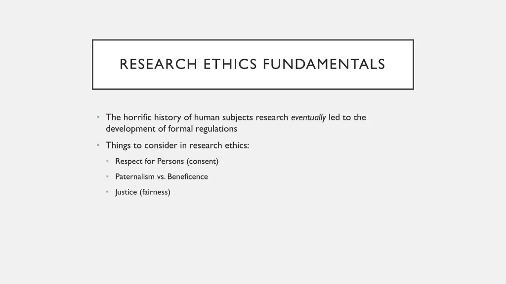 research ethics fundamentals