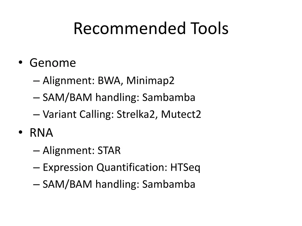recommended tools