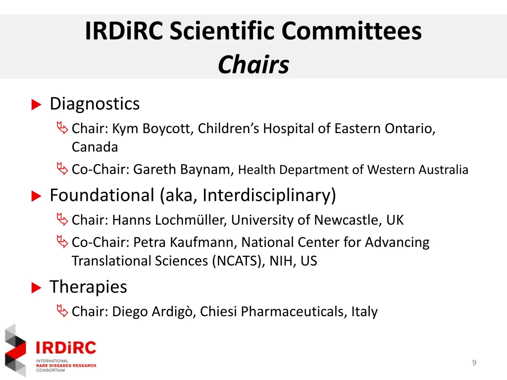 irdirc scientific committees chairs