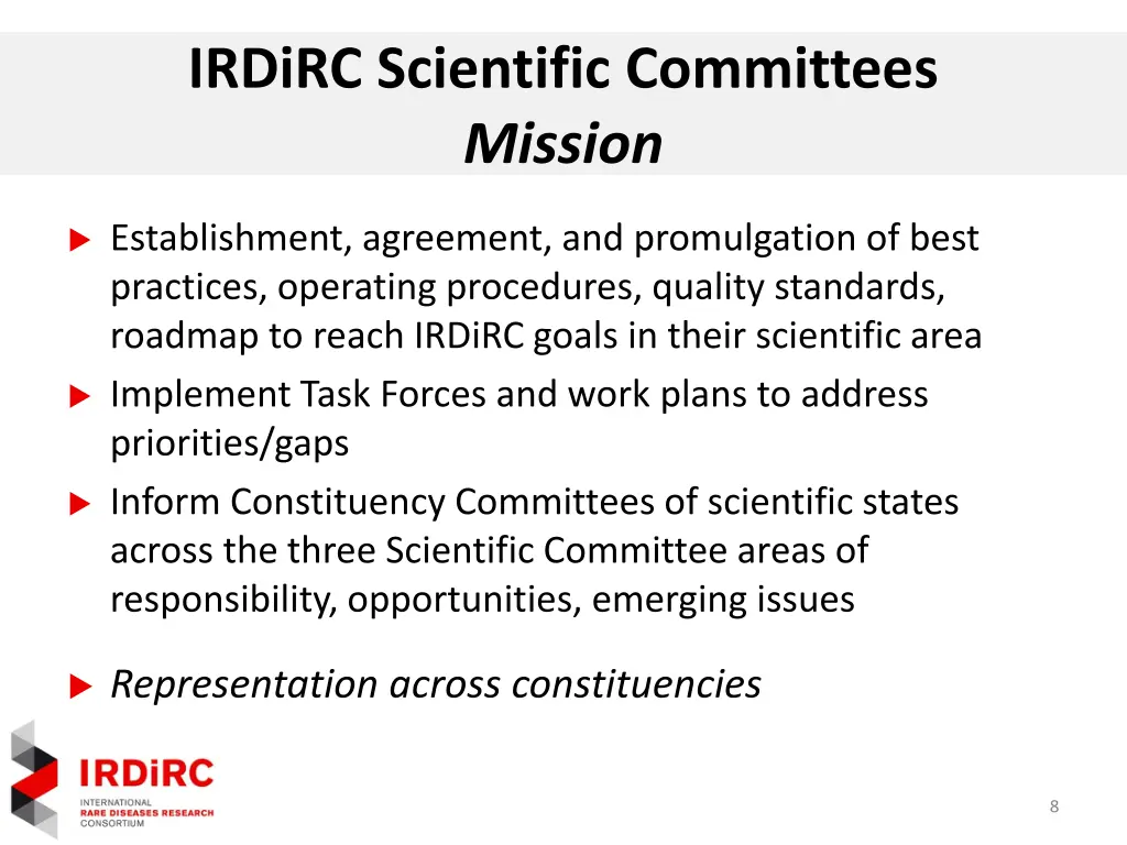 irdirc scientific committees mission