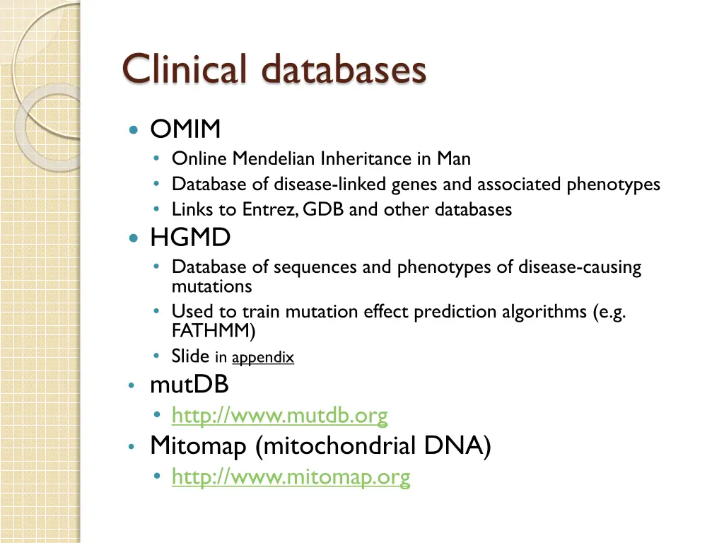 clinical databases