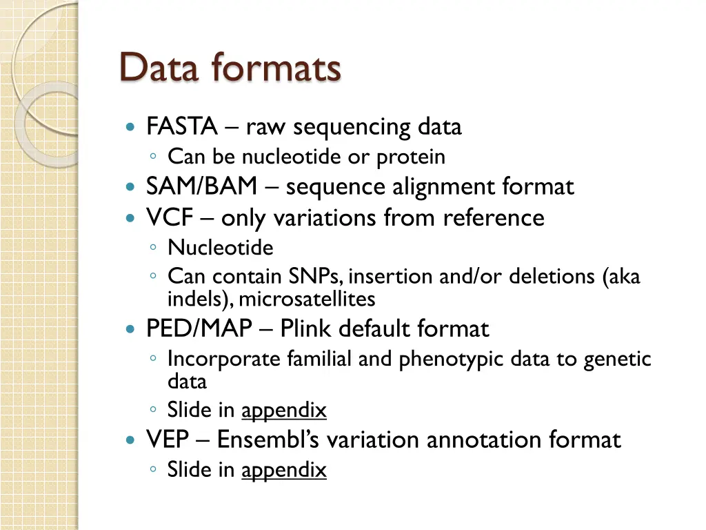 data formats