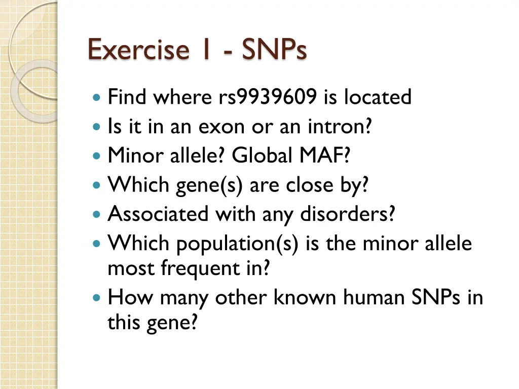 exercise 1 snps