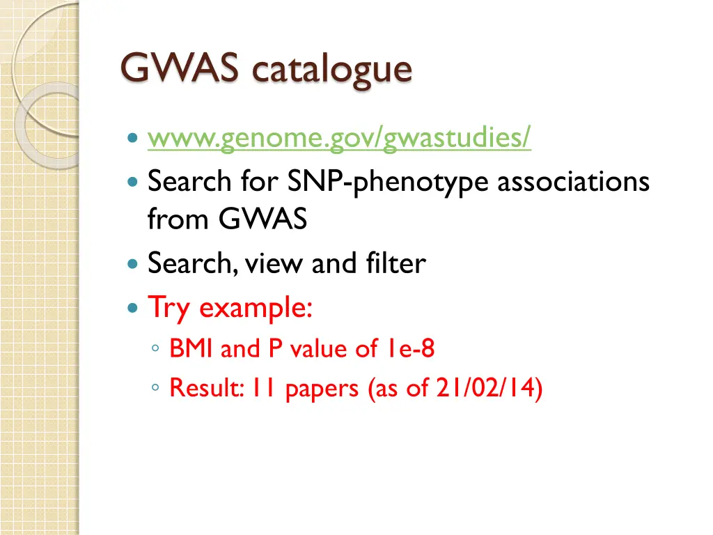 gwas catalogue