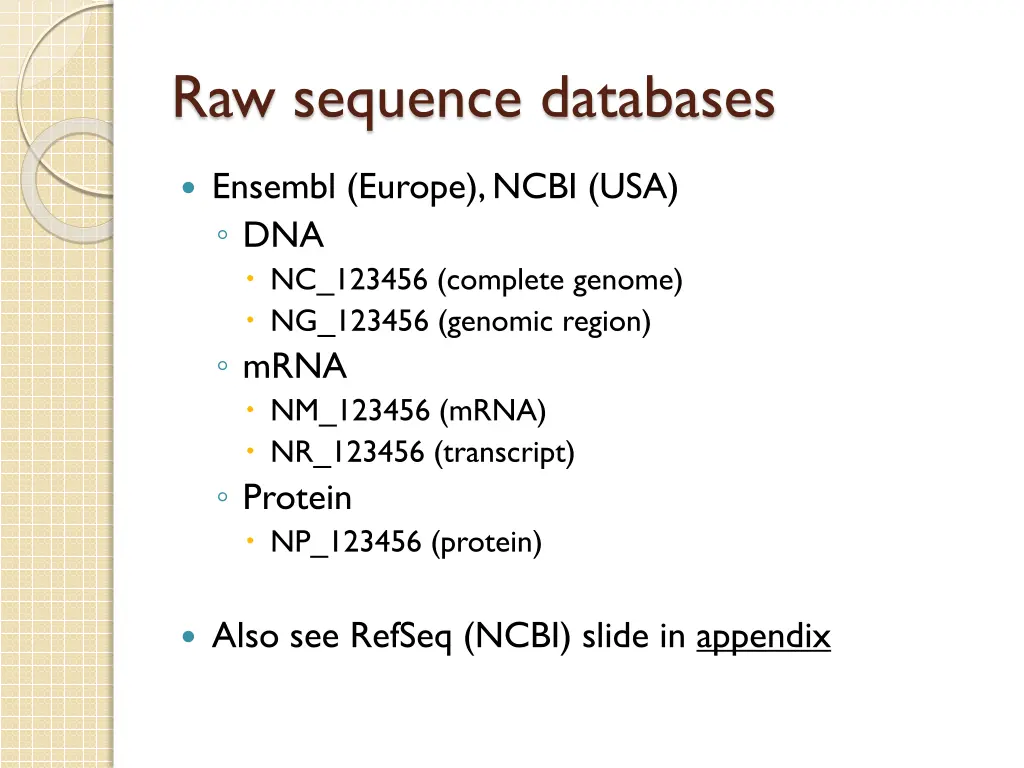 raw sequence databases