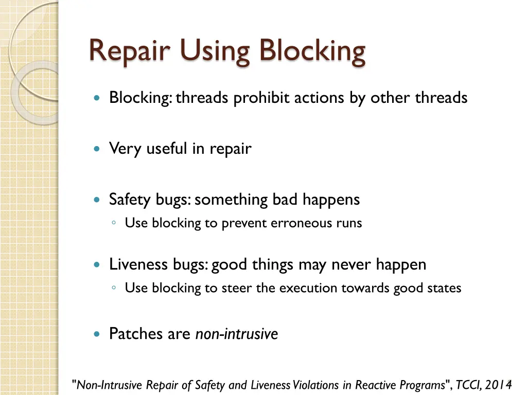 repair using blocking