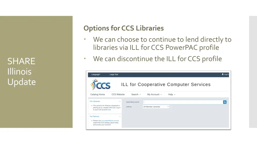 options for ccs libraries we can choose