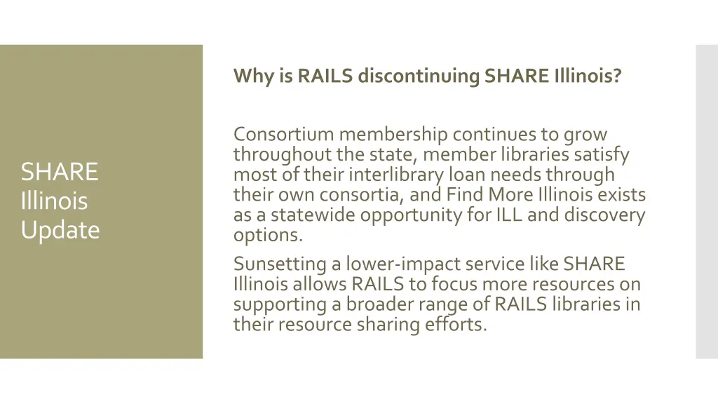 why is rails discontinuing share illinois