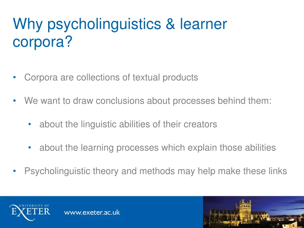 why psycholinguistics learner corpora