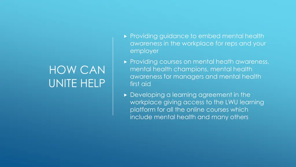 providing guidance to embed mental health