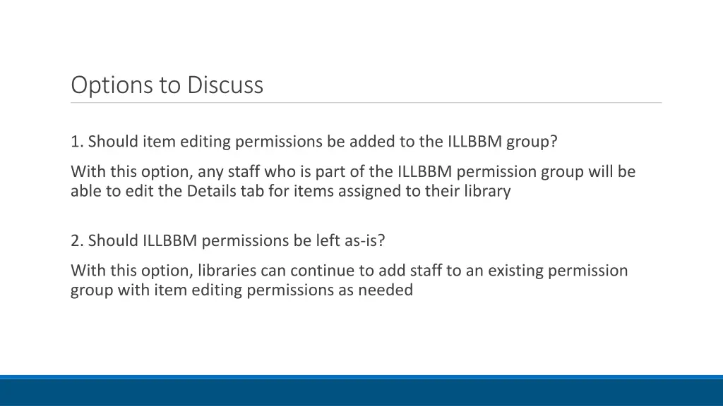 options to discuss