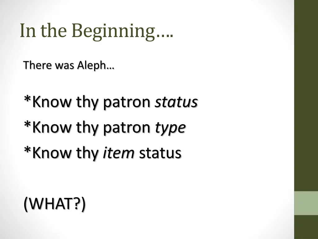 in the beginning