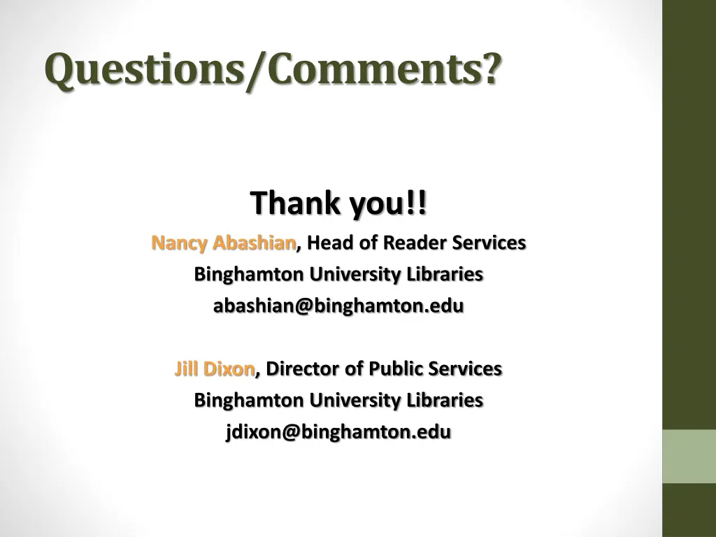 questions comments