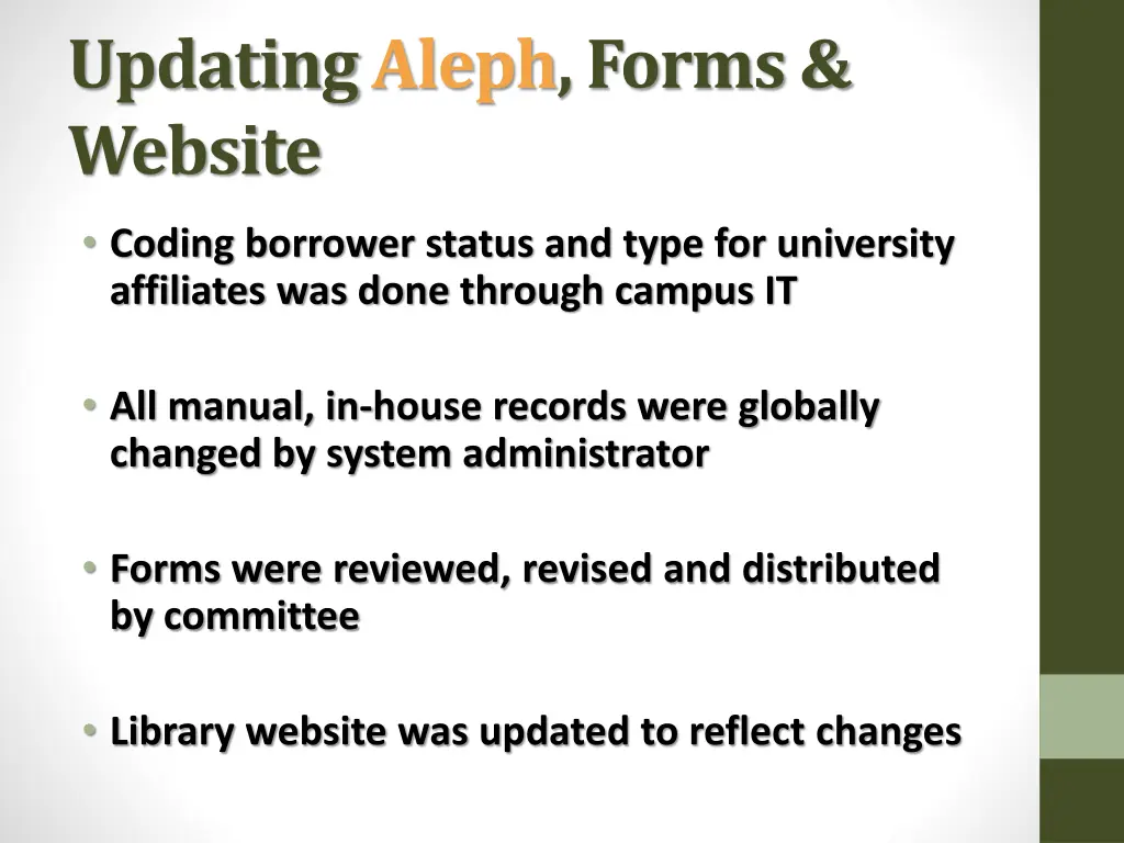 updating aleph forms website