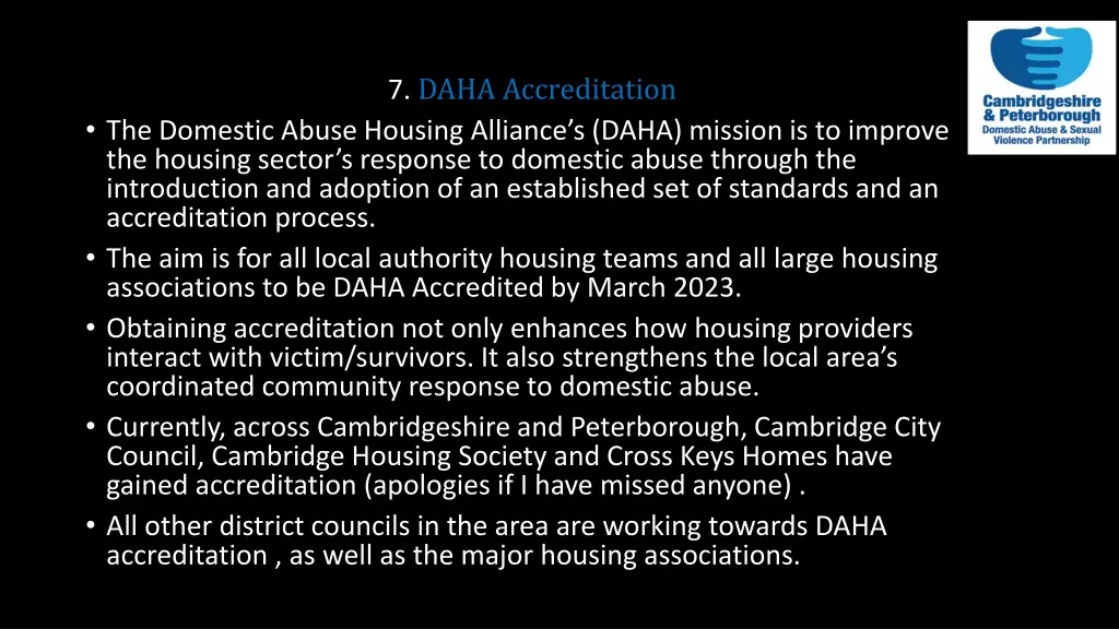 7 daha accreditation
