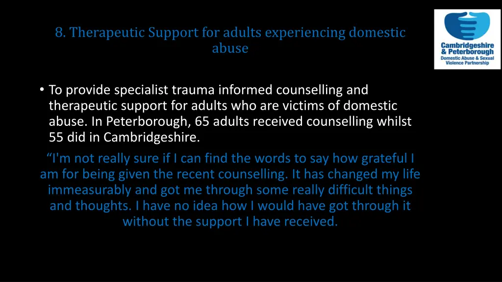 8 therapeutic support for adults experiencing