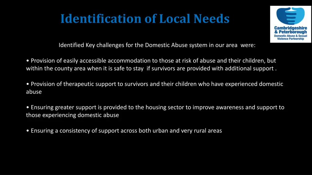 identification of local needs