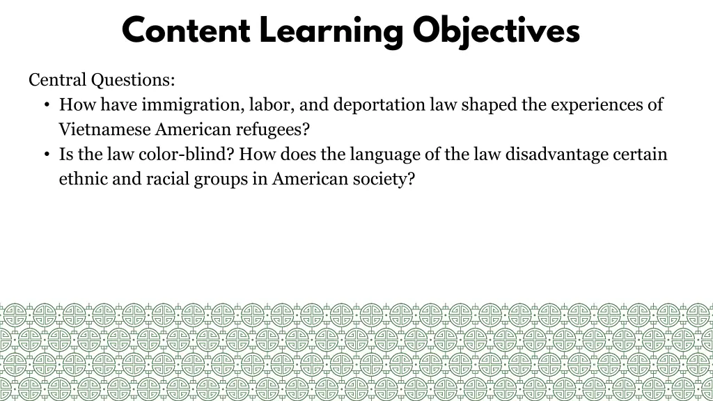 content learning objectives
