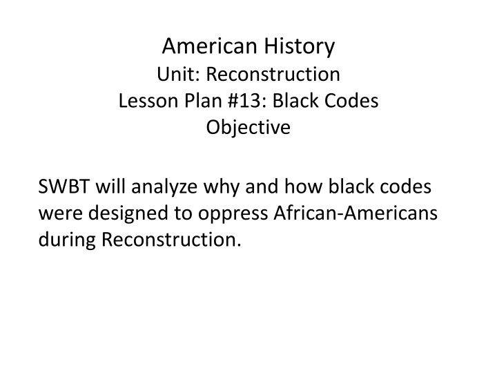 american history unit reconstruction lesson plan