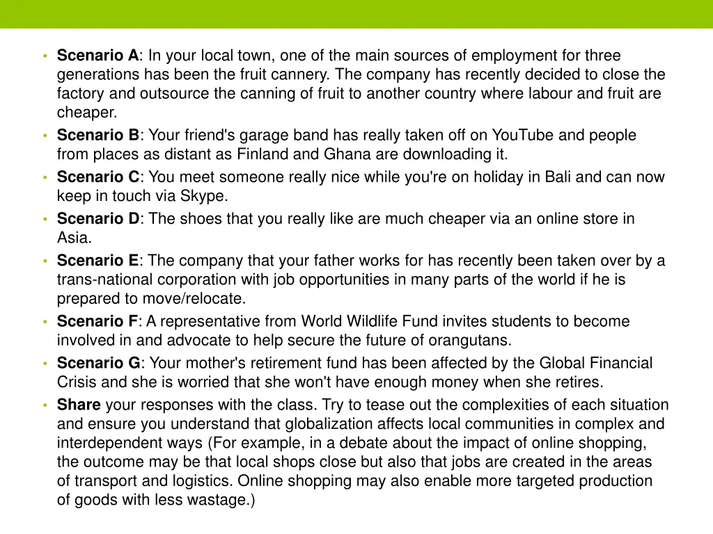 scenario a in your local town one of the main