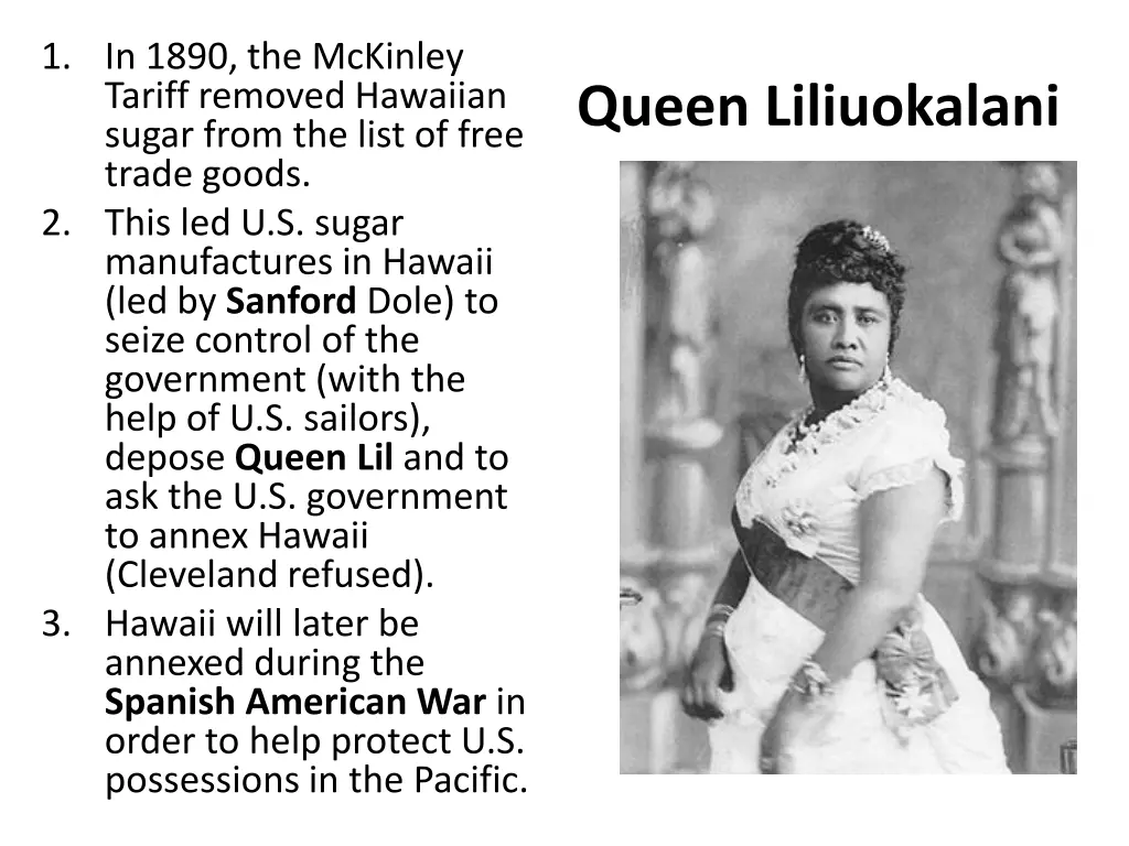 1 in 1890 the mckinley tariff removed hawaiian