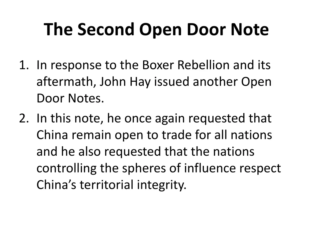 the second open door note
