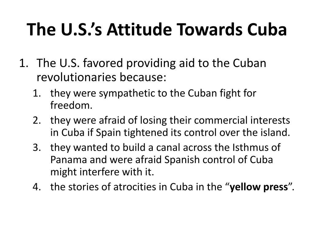 the u s s attitude towards cuba