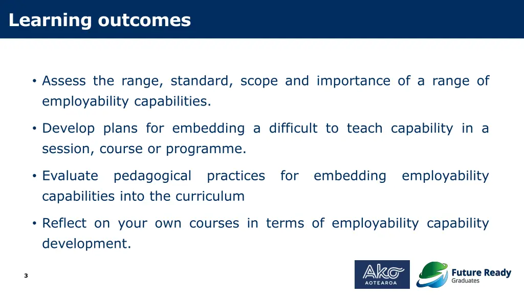 learning outcomes