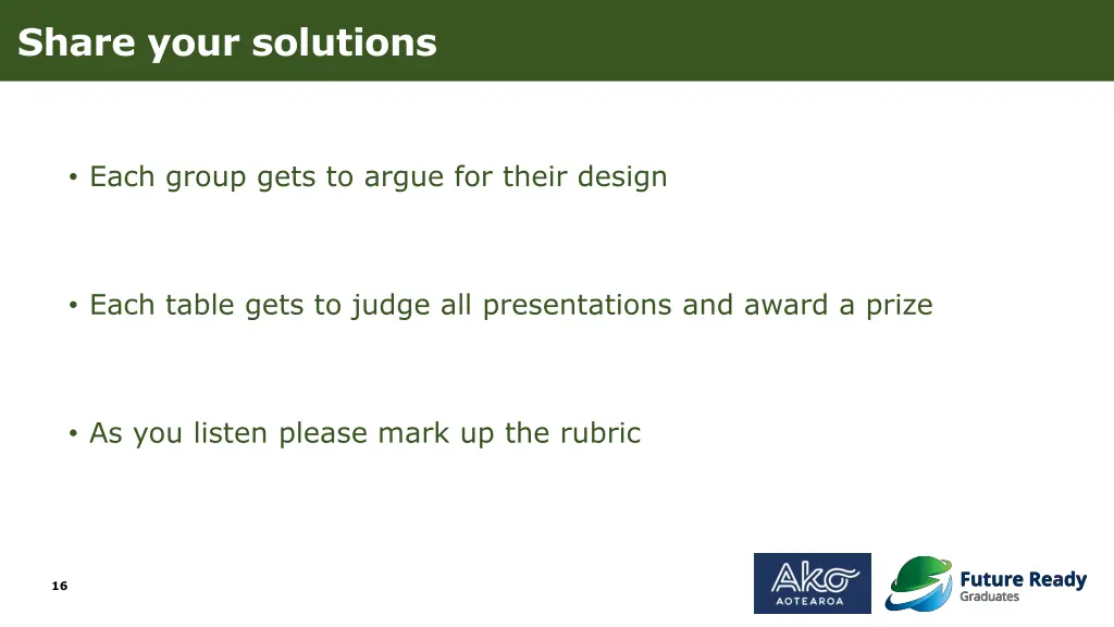 share your solutions