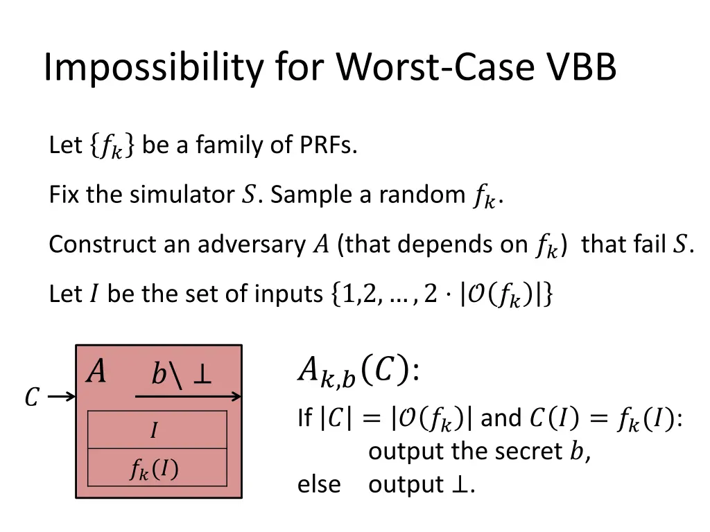 impossibility for worst case vbb