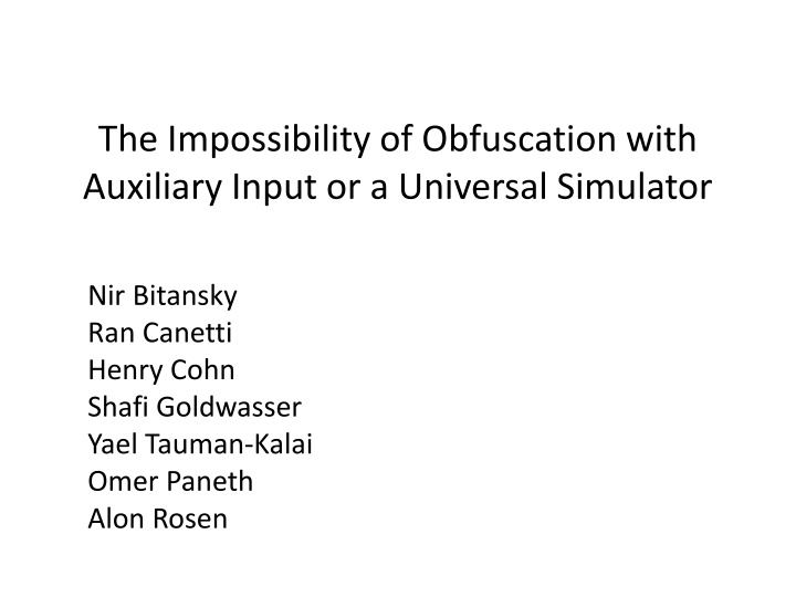 the impossibility of obfuscation with auxiliary
