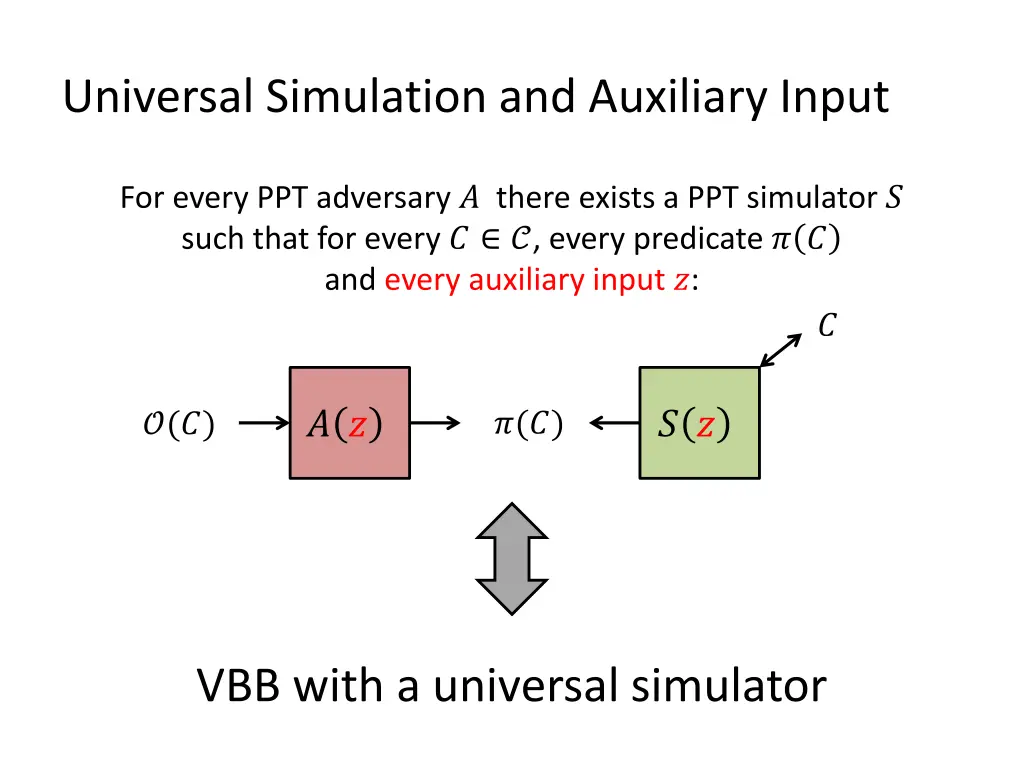 universal simulation and auxiliary input