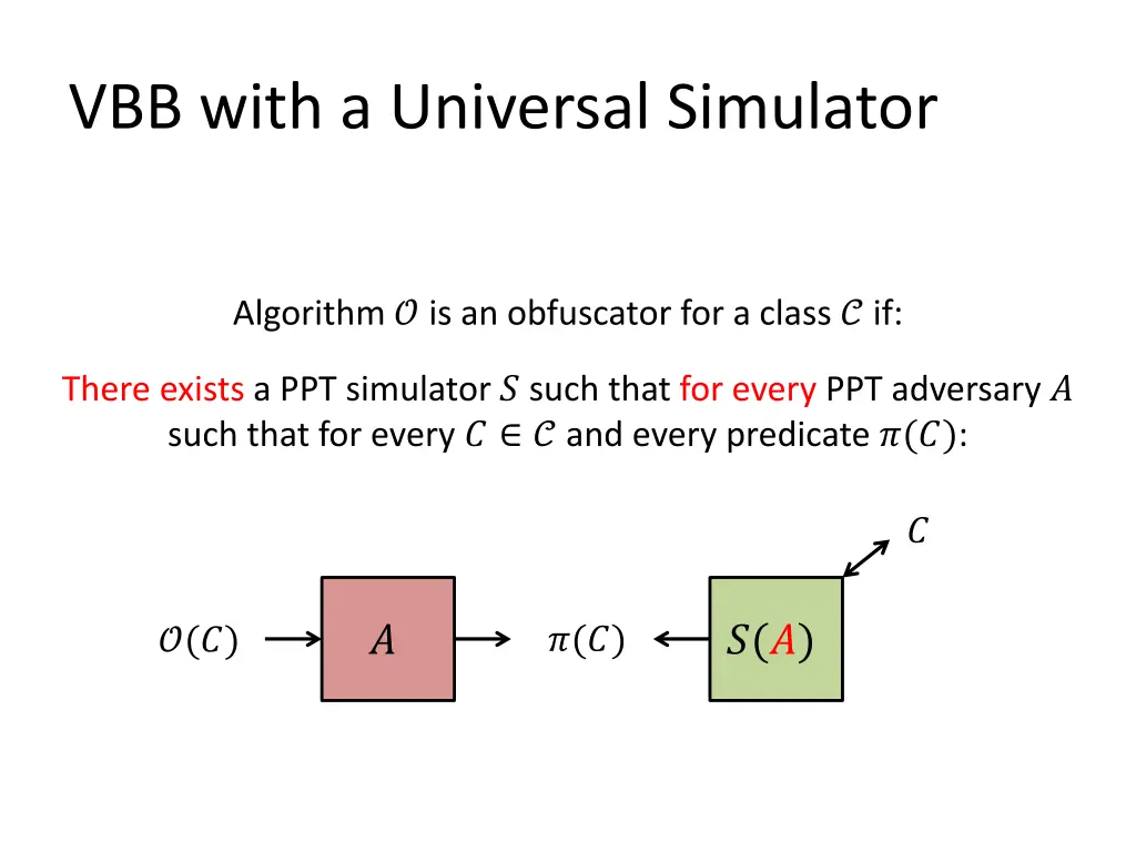 vbb with a universal simulator